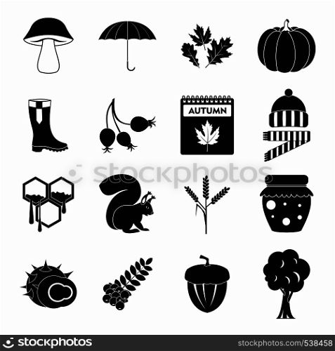 Autumn icons set in simple style on a white background. Autumn icons set, simple style