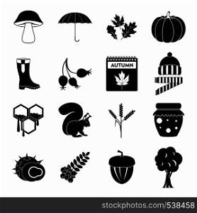 Autumn icons set in simple style on a white background. Autumn icons set, simple style