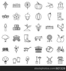 Autumn icons set. Outline style of 36 autumn vector icons for web isolated on white background. Autumn icons set, outline style