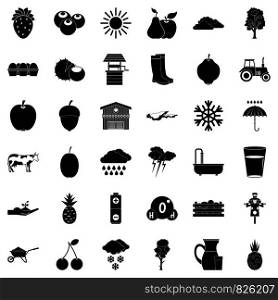 Autumn icons set. Simple style of 36 autumn vector icons for web isolated on white background. Autumn icons set, simple style