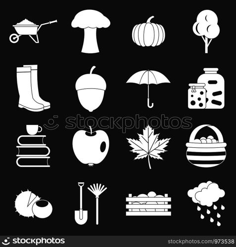 Autumn icons set vector white isolated on grey background . Autumn icons set grey vector
