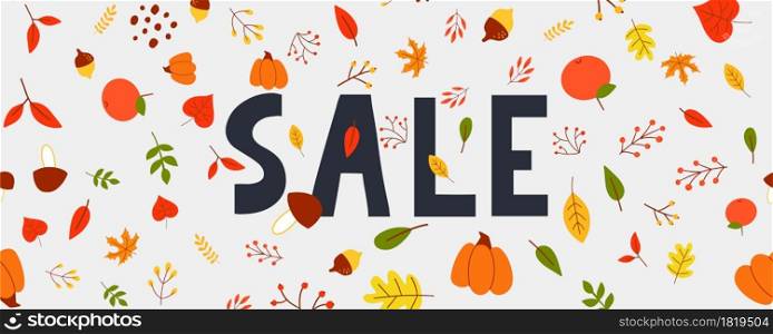 Autumn illustration, banner vector fall lettering. Autumn sale illustration, banner, vector, fall, lettering, card