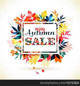 Autumn illustration of leaves. Autumn sale.. Autumn illustration of leaves.