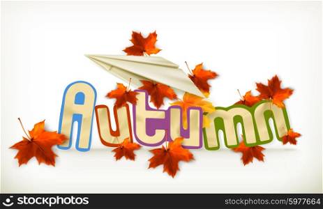 Autumn label, vector illustration