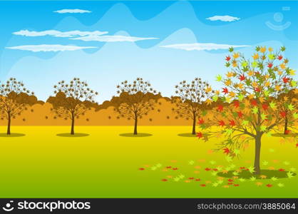 Autumn Landscape background Vector illustration
