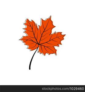 Autumn leaf icon. Autumn maple leaf in modern simpl flat design. Autumn maple leaf, isolated on white background. Vector illustration