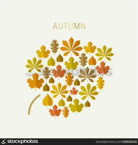 Autumn leaf. Icon leaf with autumn leaves in flat style. Autumn concept background
