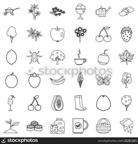 Autumn leaf icons set. Outline style of 36 autumn leaf vector icons for web isolated on white background. Autumn leaf icons set, outline style