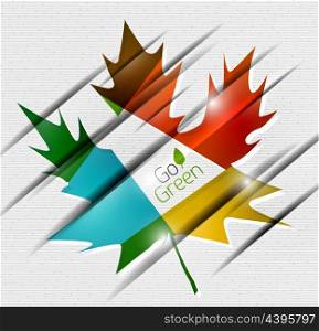 Autumn leaf on paper abstract vector background