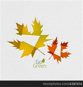 Autumn leaf on paper abstract vector background