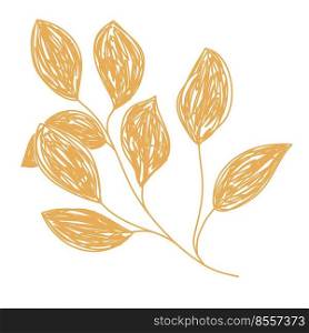 Autumn leaf sketch. Hand drawn vector illustration. Pen or marker doodle plant.