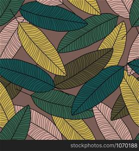 Autumn leaf wallpaper. Modern leaves seamless pattern background. Printing, textile, fabric, fashion, interior, wrapping paper Vector illustration. Autumn leaf wallpaper. Modern leaves seamless pattern background.