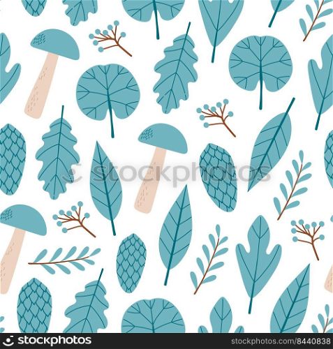 Autumn leaves and branches seamless pattern vector illustration