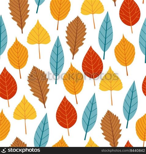 Autumn leaves and branches seamless pattern vector illustration