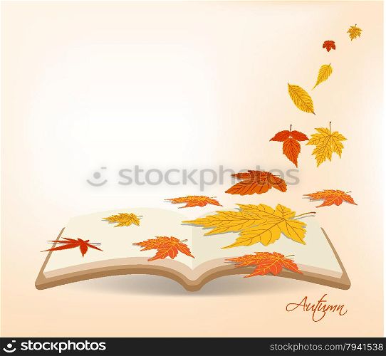 Autumn leaves background in the book