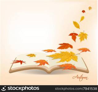 Autumn leaves background in the book