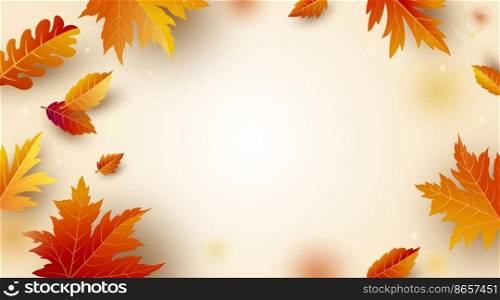 Autumn leaves banner background with copy space vector illustration