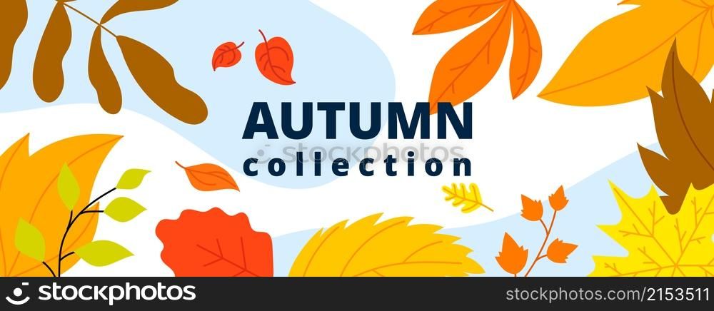 Autumn leaves banner. Isolated leaf, october fall wind and foliage. Thanksgiving or new collection, season sale utter vector abstract poster. Illustration background autumn, october foliage fall. Autumn leaves banner. Isolated leaf, october fall wind and foliage. Thanksgiving or new collection, season sale utter vector abstract poster