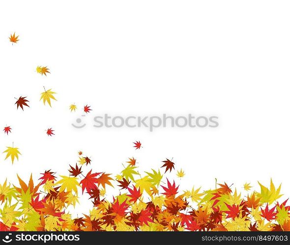 Autumn Leaves Border. Red, yellow and orange color fall leaves with copy space. Fall foliage frame for text. Editable vector illustration.. maples leaves