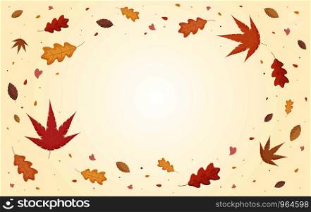 Autumn leaves falling with copy space vector illustration