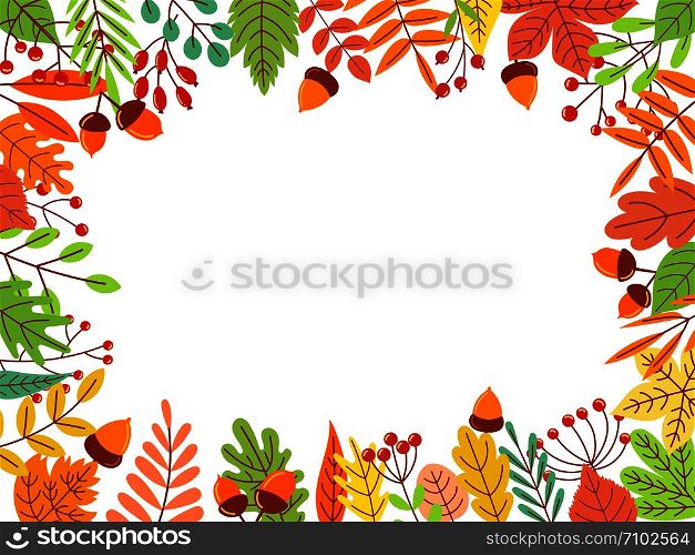 Autumn leaves frame. Fallen yellow leaf, september foliage and autumnal garden leaves border. Fall leaves border, gold autumn gardener foliage card vector illustration. Autumn leaves frame. Fallen yellow leaf, september foliage and autumnal garden leaves border vector illustration