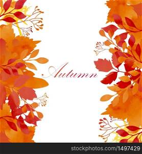 Autumn leaves frame isolated a white background.vector