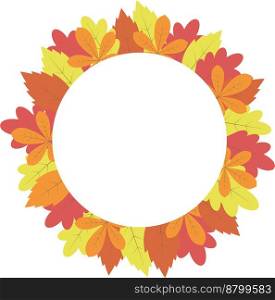 Autumn leaves frame, vector. Frame with colorful autumn leaves on a white background.