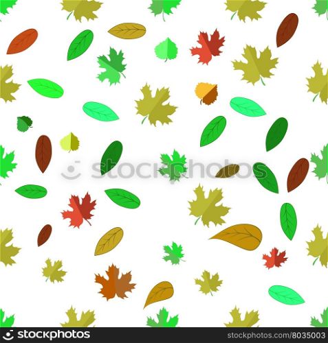 Autumn Leaves Isolated on White Background. Seamless Different Leaves Pattern. Seamless Different Leaves Pattern