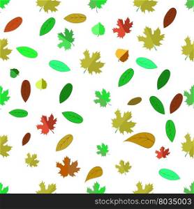 Autumn Leaves Isolated on White Background. Seamless Different Leaves Pattern. Seamless Different Leaves Pattern