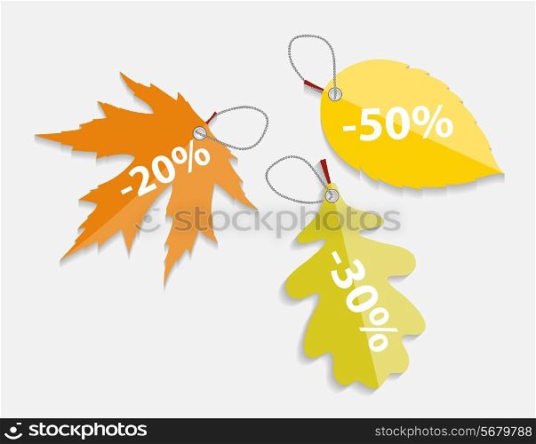 Autumn Leaves Labels. Isolated. Vector Illustration. EPS10