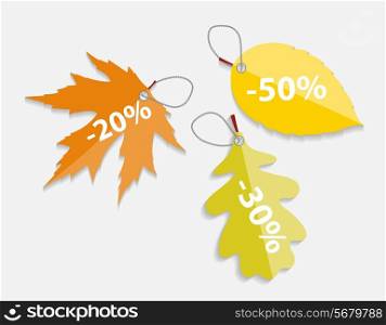 Autumn Leaves Labels. Isolated. Vector Illustration. EPS10