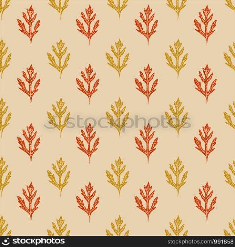 Autumn leaves pattern in orange and yellow colors. Simple background design. Nature seamless pattern. Falling leaves print for decoration and textile. Autumn leaves pattern in orange and yellow colors. Simple background design. Nature seamless pattern. Falling leaves print for decoration and textile.