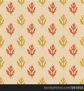 Autumn leaves pattern in orange and yellow colors. Simple background design. Nature seamless pattern. Falling leaves print for decoration and textile. Autumn leaves pattern in orange and yellow colors. Simple background design. Nature seamless pattern. Falling leaves print for decoration and textile.