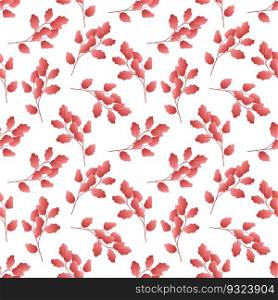 Autumn leaves pattern seamless. Abstract fall fallen red foliage repeating endless ornate backdrop. Bright seasonal forest leafage at botanical wallpaper. Vector illustration with floral texture