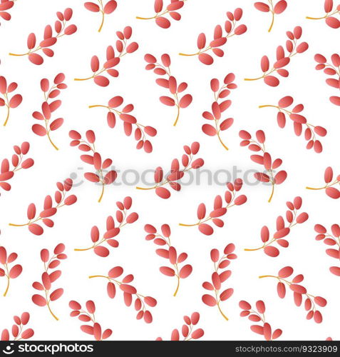Autumn leaves pattern seamless. Abstract red leaves, branches of fall forest trees repeating endless ornate backdrop. Seasonal leafage botanical wallpaper. Vector illustration with floral texture