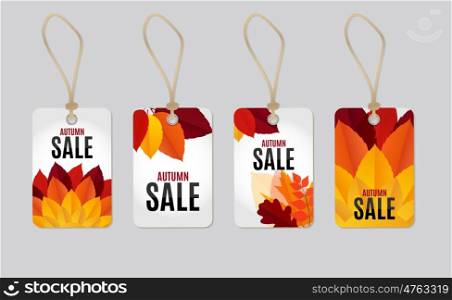 Autumn Leaves Sale Tag Label Background Vector Illustration EPS10. Autumn Leaves Sale Tag Label Background Vector Illustration