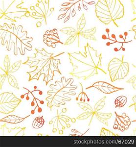 Autumn leaves seamless pattern. Autumn leaf seamless pattern. Bright colored leaves on white background. Can be used for web, print, textile and other design