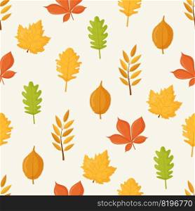 Autumn leaves seamless pattern, Flat vector illustration.. Autumn leaves seamless pattern, Flat vector illustration