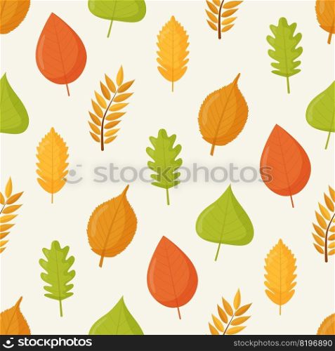 Autumn leaves seamless pattern, Flat vector illustration.. Autumn leaves seamless pattern, Flat vector illustration