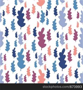 Autumn leaves seamless pattern in pastel colors. Leaf branch backdrop. Vector forest illustration on white background. Fall season wallpaper. Simple flat style for textile fabric, wrapping. Autumn leaves seamless pattern in pastel colors.