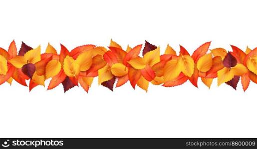 Autumn leaves seasonal background for holiday sale or Thanksgiving, vector banner. Autumnal background with red orange maple leaves for shop promo offer and autumn sale discount promotion. Autumn leaves seasonal background, holiday sale