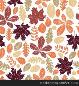Autumn leaves. Vector seamless pattern