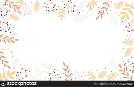Autumn light background of leaves, branches and berries. For your design. Vector illustration.