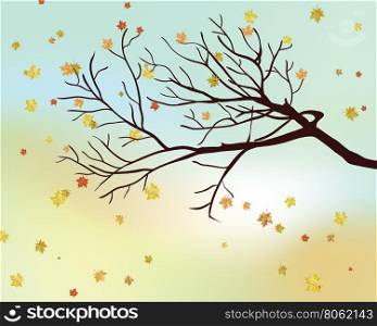 Autumn maple leaves background. Vector illustration with mesh. EPS10.