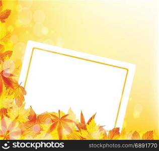 Autumn maple leaves background with banner
