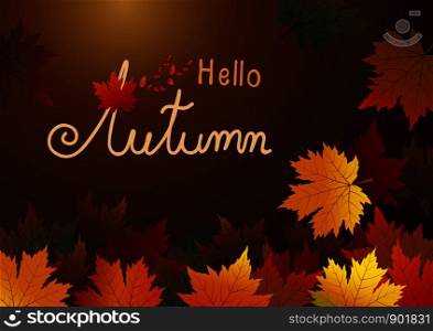 Autumn maple leaves on brown background vector illustration