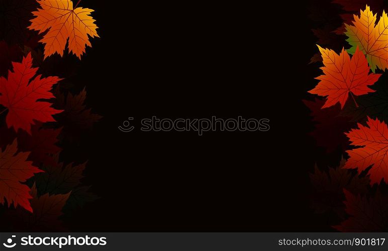 Autumn maple leaves on brown background with copy space vector illustration