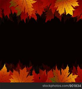 Autumn maple leaves on brown background with copy space vector illustration