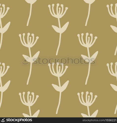 Autumn minimalistic floral seamless pattern with branch silhouettes. Soft brown background with light grey botanic elements. Perfect for wallpaper, wrapping , textile print, fabric. Vector. Autumn minimalistic floral seamless pattern with branch silhouettes. Soft brown background with light grey botanic elements.