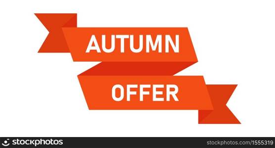 Autumn offer ribbon banner. Vector isolated autumn discount and sale.
